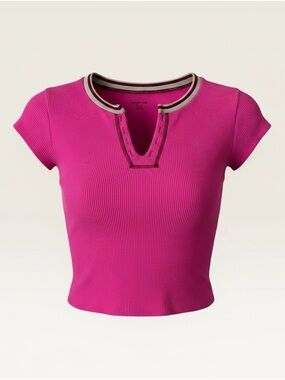 Ribbed Pink Short Sleeve Crop Top